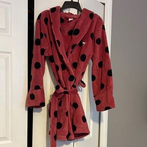 PINK Victoria's Secret Red and Black Polka Dot Robe